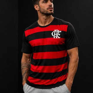 Camisa rubro-negra do Flamengo em anúncio da Shopee
