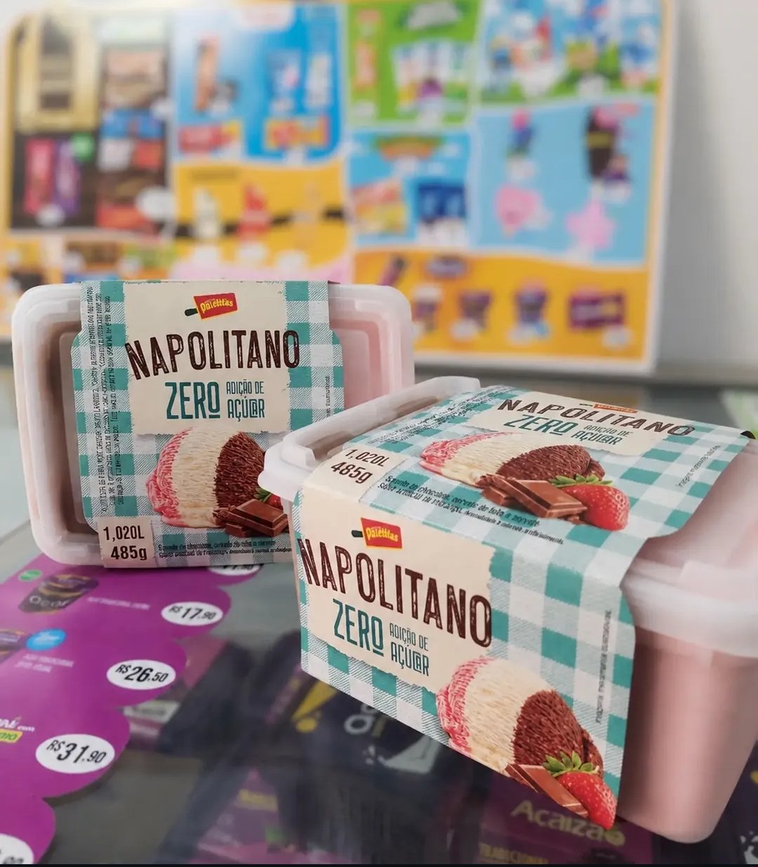 Sorvete napolitano zero adição de açúcar